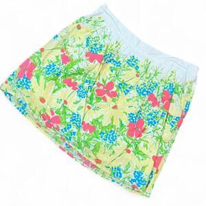 Lilly Pulitzer yellow pink white and green floral mini skirt
